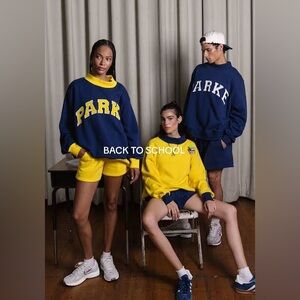 NWT Navy and Yellow 'PARKE' Sweatshirt XXL mock-neck Varsity Collection SOLD OUT